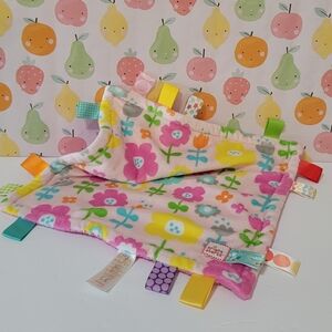 Taggies Bright Starts Plush Pink Floral Flower Security Blanket Baby Lovey